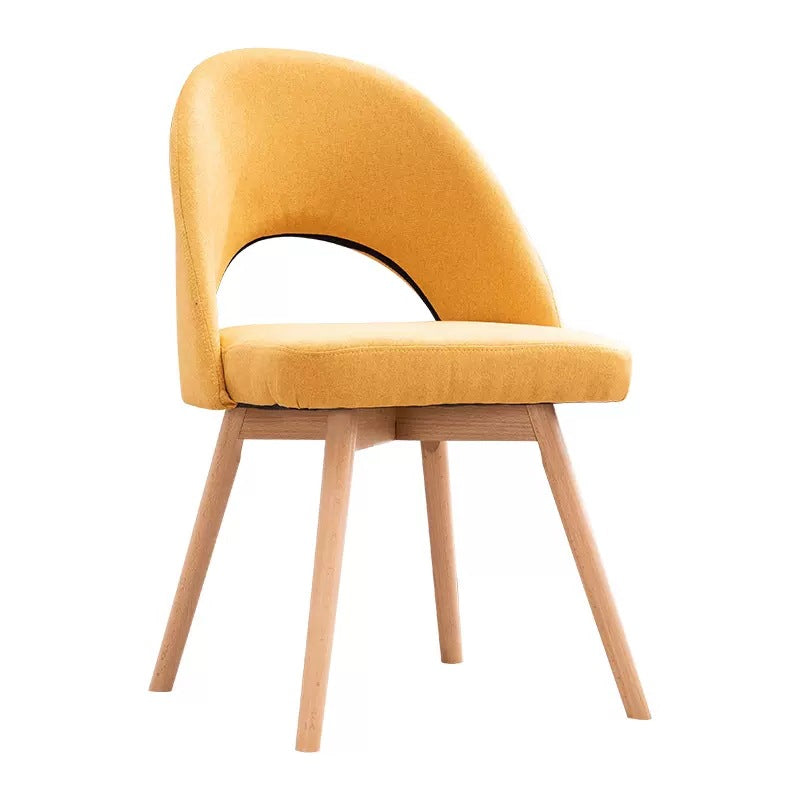 Silla de comedor de madera maciza de cuero de algodón de simplicidad moderna con respaldo sin brazos para comedor 