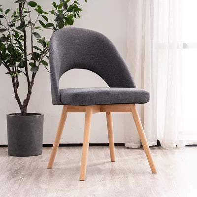 Silla de comedor de madera maciza de cuero de algodón de simplicidad moderna con respaldo sin brazos para comedor 