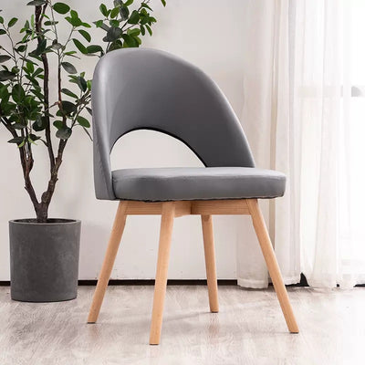 Silla de comedor de madera maciza de cuero de algodón de simplicidad moderna con respaldo sin brazos para comedor 