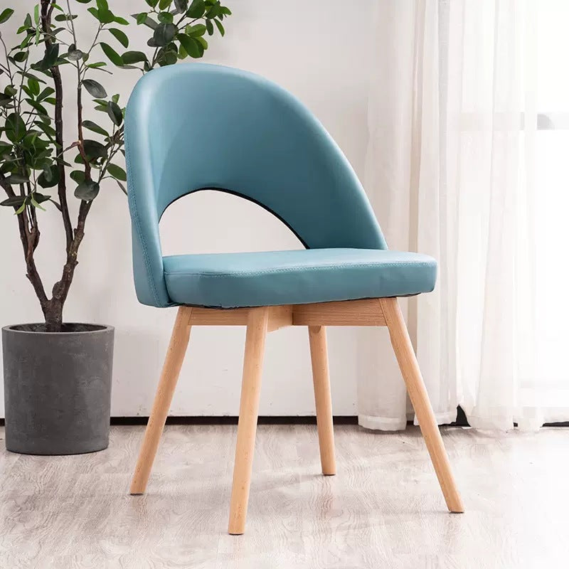 Silla de comedor de madera maciza de cuero de algodón de simplicidad moderna con respaldo sin brazos para comedor 