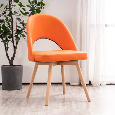Silla de comedor de madera maciza de cuero de algodón de simplicidad moderna con respaldo sin brazos para comedor 