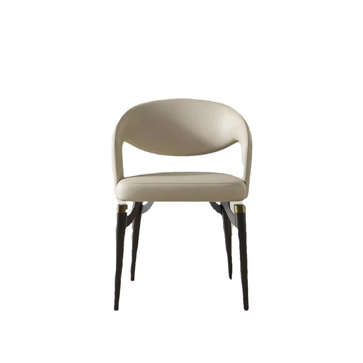 Moderne Schlichtheit gebogener PU-Leder-Carbonstahl-Dining-Stuhl Rückenlehne Armlehne für das Esszimmer 
