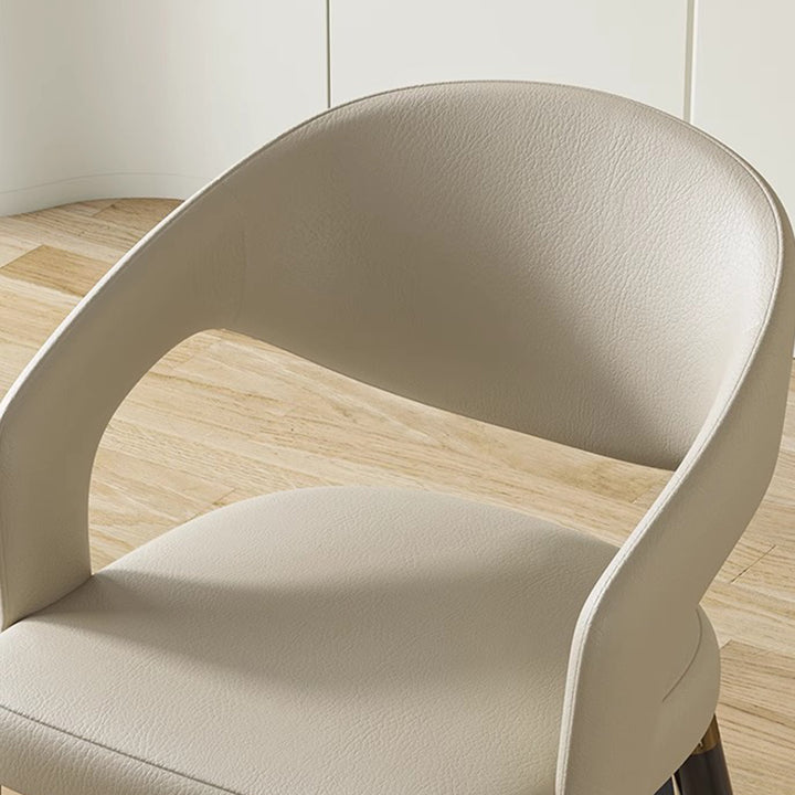 Moderne Schlichtheit gebogener PU-Leder-Carbonstahl-Dining-Stuhl Rückenlehne Armlehne für das Esszimmer 