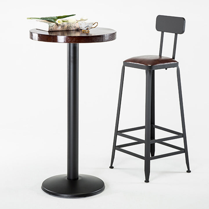 Contemporary Industrial Rectangular Round PU Leather Iron Bar Stool Backrest Armless For Dining Room
