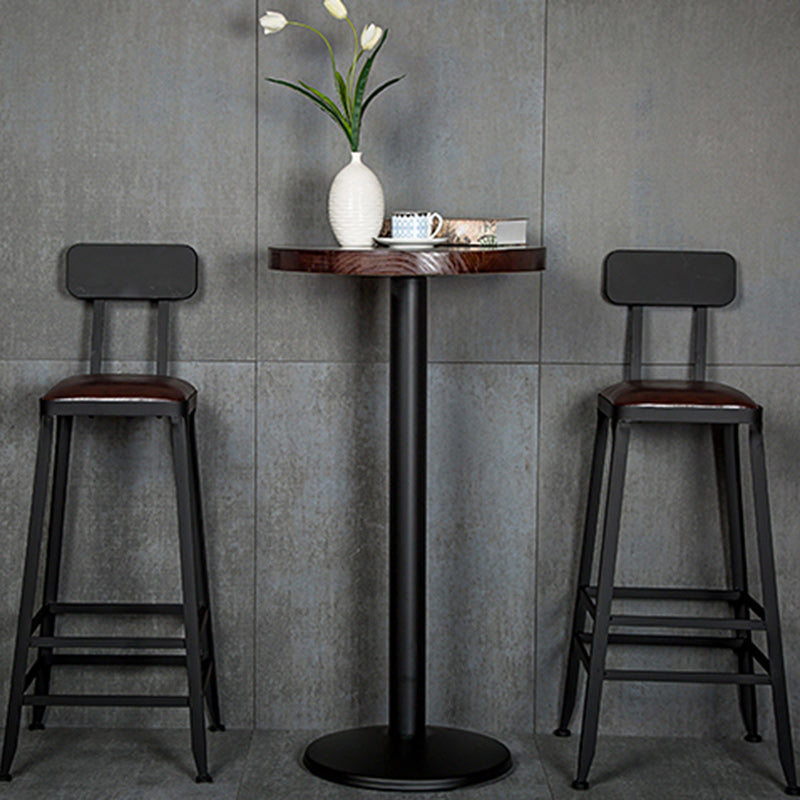 Contemporary Industrial Rectangular Round PU Leather Iron Bar Stool Backrest Armless For Dining Room