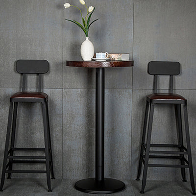 Tabouret de bar en fer industriel contemporain en cuir avec dossier sans accoudoirs pour salle à manger 