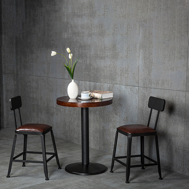 Contemporary Industrial Rectangular Round PU Leather Iron Bar Stool Backrest Armless For Dining Room