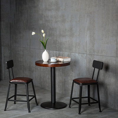 Tabouret de bar en fer industriel contemporain en cuir avec dossier sans accoudoirs pour salle à manger 