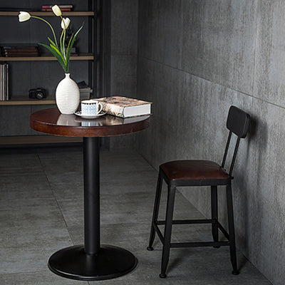 Tabouret de bar en fer industriel contemporain en cuir avec dossier sans accoudoirs pour salle à manger 