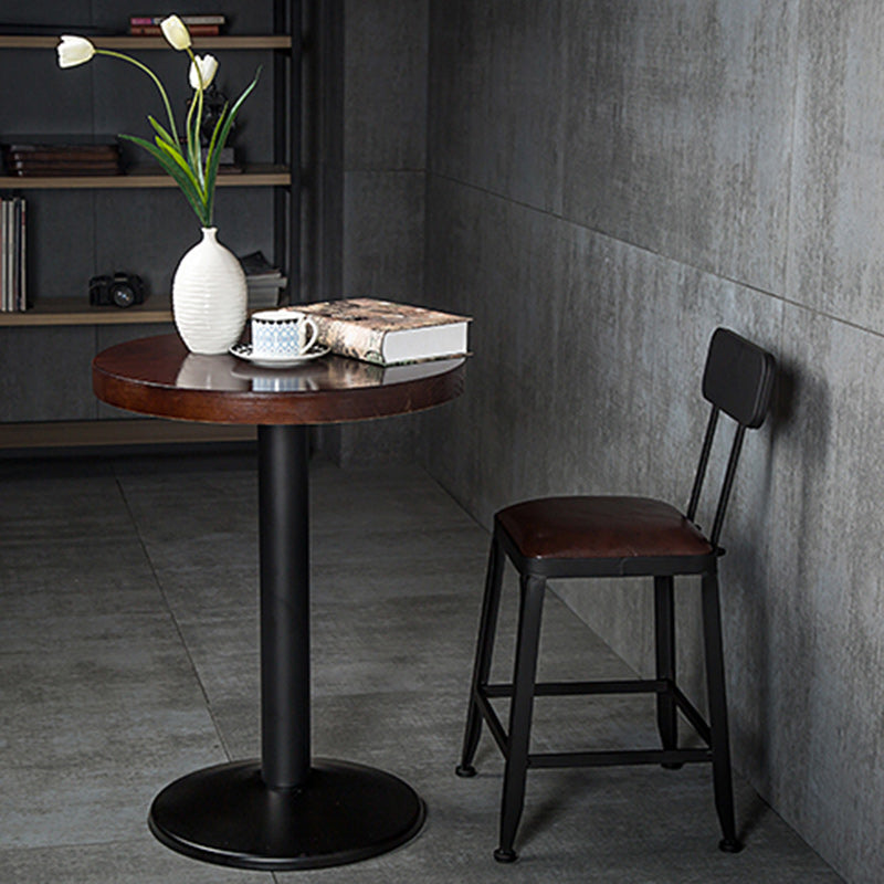 Tabouret de bar en fer industriel contemporain en cuir avec dossier sans accoudoirs pour salle à manger 