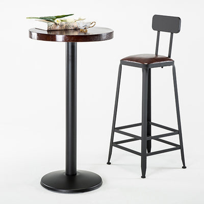 Tabouret de bar en fer industriel contemporain en cuir avec dossier sans accoudoirs pour salle à manger 