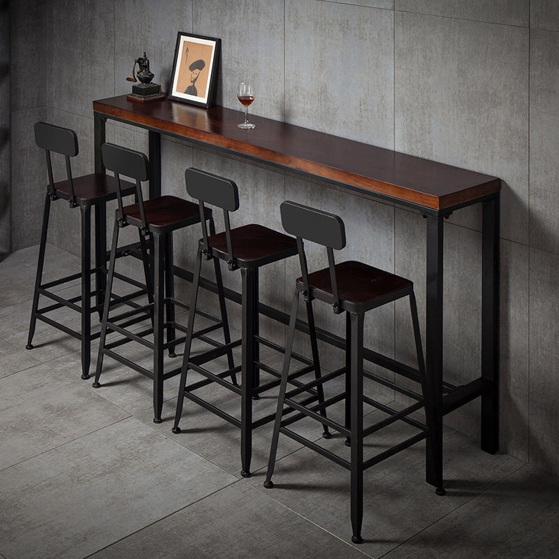 Contemporary Industrial Rectangular Round PU Leather Iron Bar Stool Backrest Armless For Dining Room