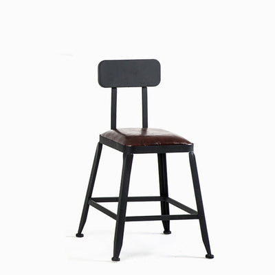 Tabouret de bar en fer industriel contemporain en cuir avec dossier sans accoudoirs pour salle à manger 