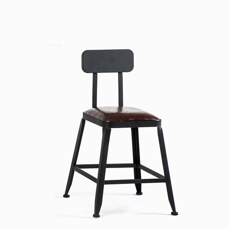 Tabouret de bar en fer industriel contemporain en cuir avec dossier sans accoudoirs pour salle à manger 