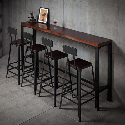 Tabouret de bar en fer industriel contemporain en cuir avec dossier sans accoudoirs pour salle à manger 
