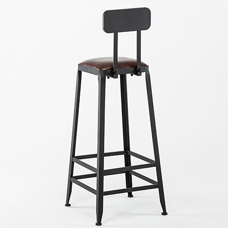 Tabouret de bar en fer industriel contemporain en cuir avec dossier sans accoudoirs pour salle à manger 