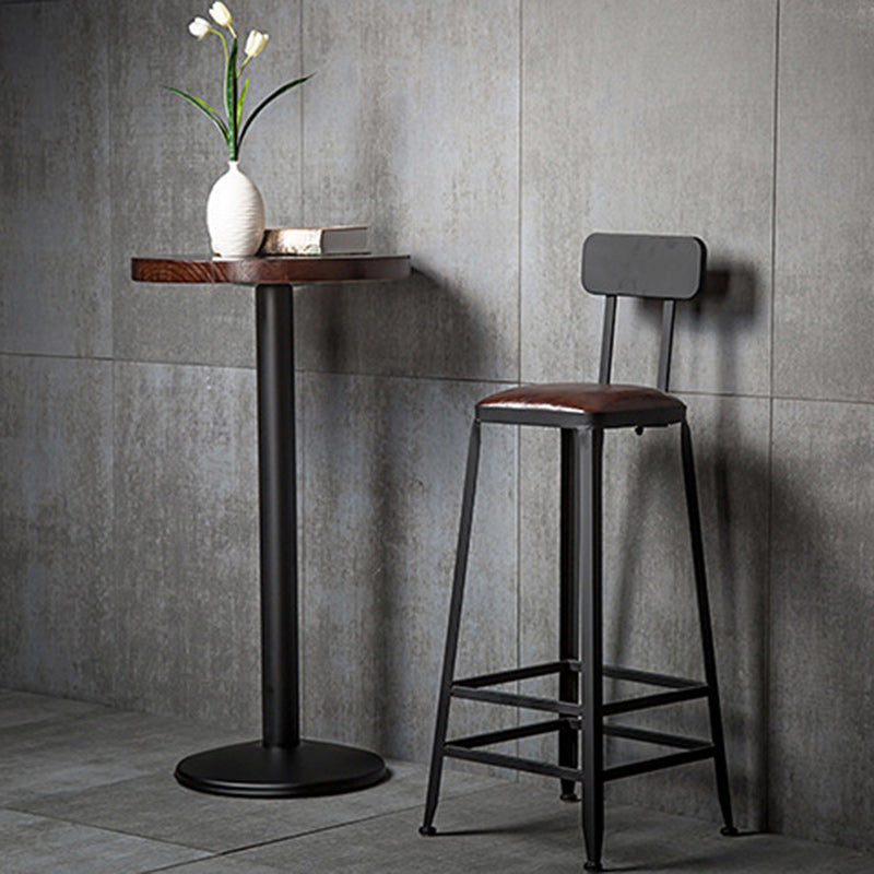 Tabouret de bar en fer industriel contemporain en cuir avec dossier sans accoudoirs pour salle à manger 