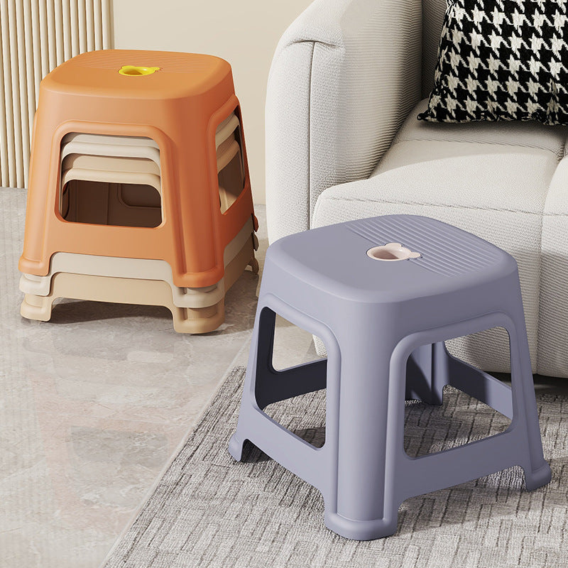 Contemporáneo nórdico de plástico completo antideslizante silla de comedor sin respaldo ni brazos para comedor 