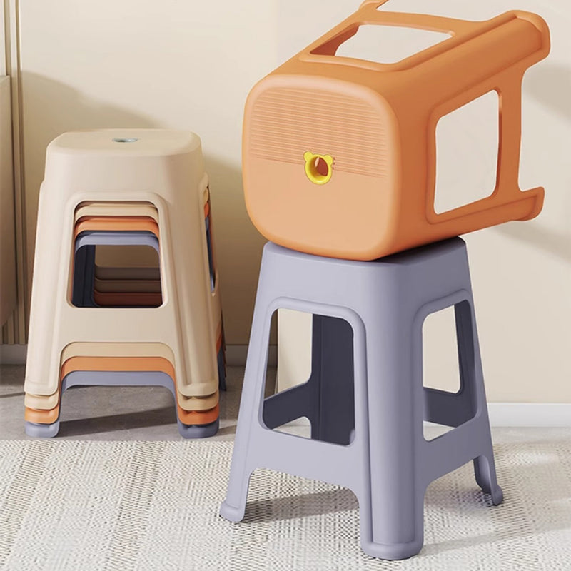 Contemporáneo nórdico de plástico completo antideslizante silla de comedor sin respaldo ni brazos para comedor 