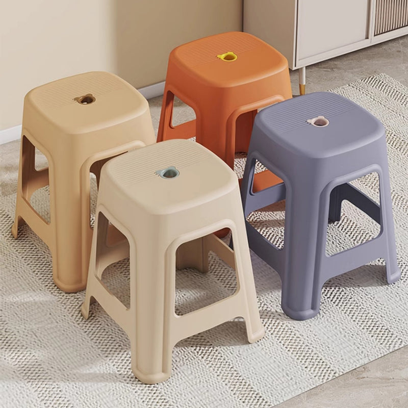 Contemporáneo nórdico de plástico completo antideslizante silla de comedor sin respaldo ni brazos para comedor 