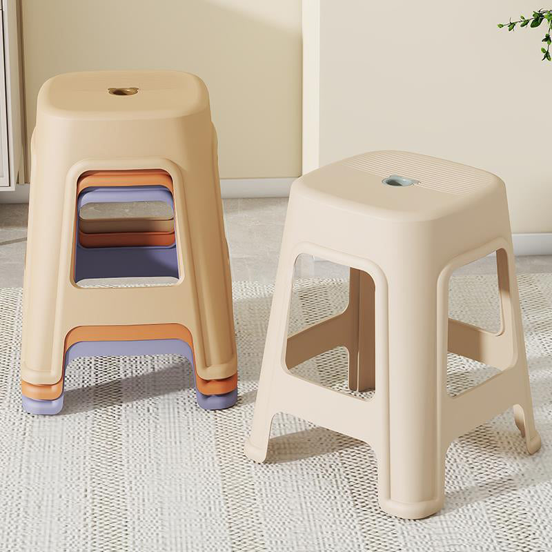 Contemporáneo nórdico de plástico completo antideslizante silla de comedor sin respaldo ni brazos para comedor 