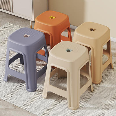 Contemporáneo nórdico de plástico completo antideslizante silla de comedor sin respaldo ni brazos para comedor 