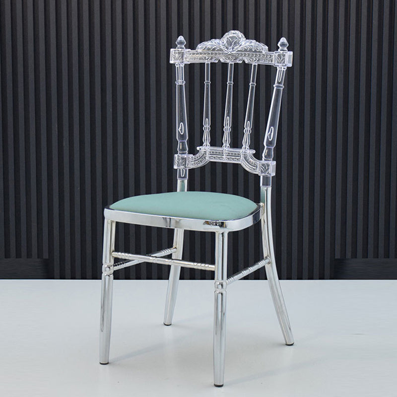 Chaise de salle à manger sans accoudoirs avec dossier en acier inoxydable acrylique européen traditionnel 