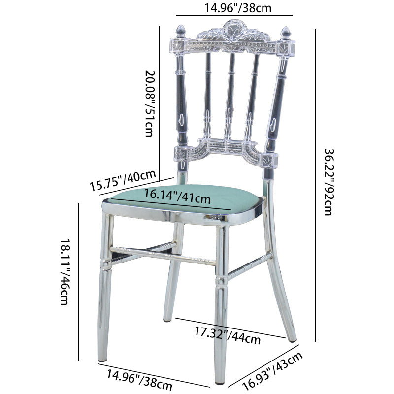 Chaise de salle à manger sans accoudoirs avec dossier en acier inoxydable acrylique européen traditionnel 