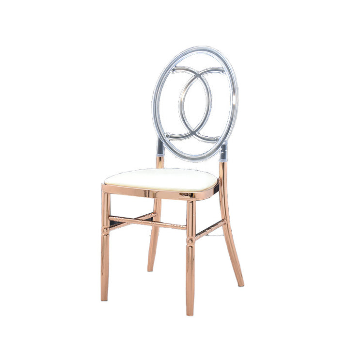 Chaise de salle à manger sans accoudoirs avec dossier en acier inoxydable acrylique européen traditionnel 
