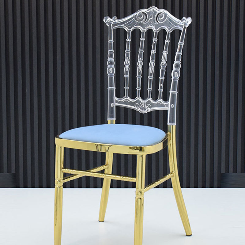Chaise de salle à manger sans accoudoirs avec dossier en acier inoxydable acrylique européen traditionnel 