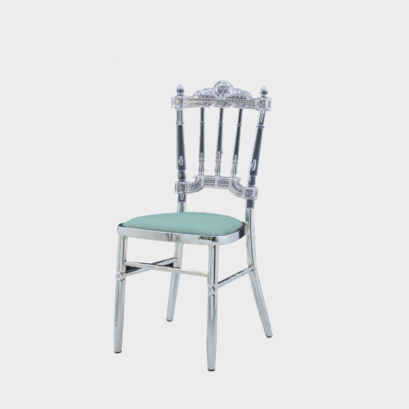 Chaise de salle à manger sans accoudoirs avec dossier en acier inoxydable acrylique européen traditionnel 