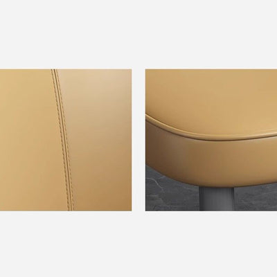 Silla de comedor contemporánea escandinava de cuero sintético y acero al carbono, respaldo sin brazos para comedor 
