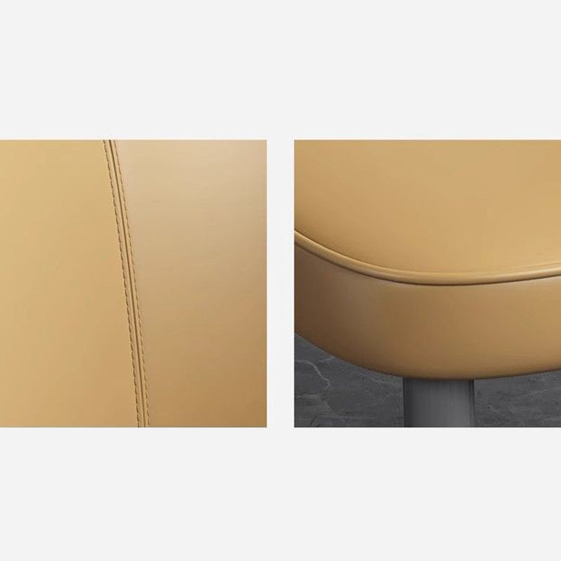 Silla de comedor contemporánea escandinava de cuero sintético y acero al carbono, respaldo sin brazos para comedor 