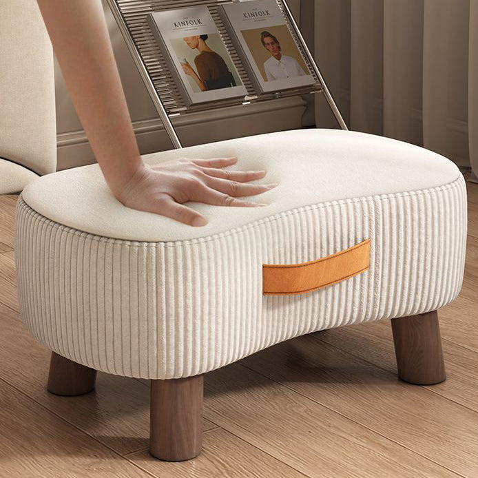 Contemporary Nordic Cuboid Portable Flannelette Solid Wood Footstool Backless Armless For Living Room