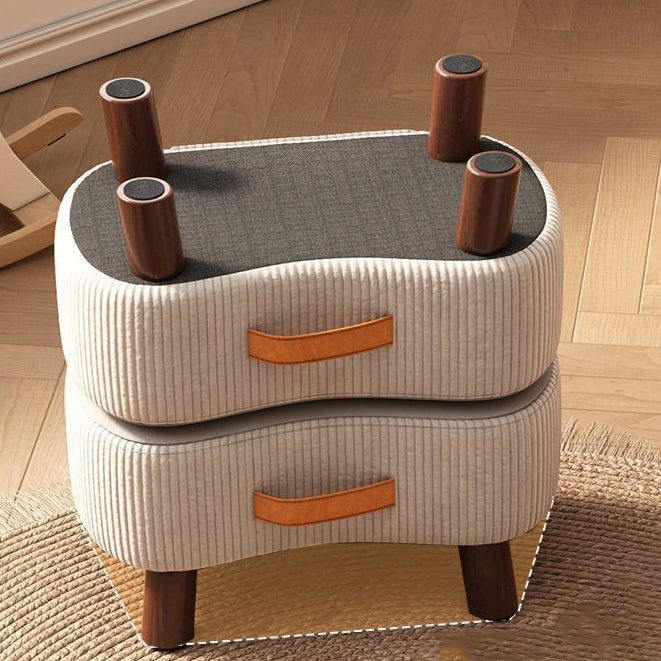 Contemporary Nordic Cuboid Portable Flannelette Solid Wood Footstool Backless Armless For Living Room