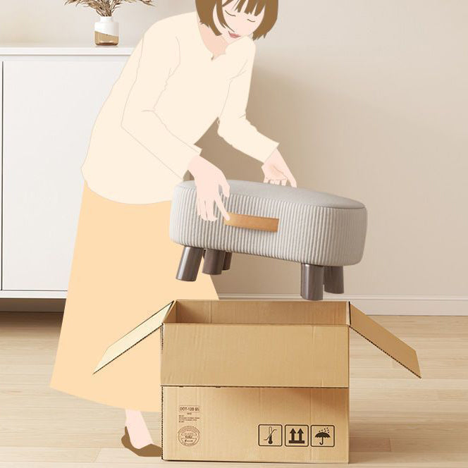 Tabouret portable cuboïde nordique contemporain en flanelle et tissu technique, bois massif, sans dossier ni accoudoirs, pour salon 
