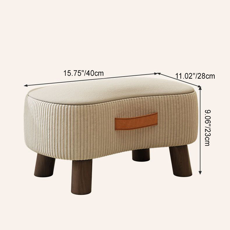 Contemporary Nordic Cuboid Portable Flannelette Solid Wood Footstool Backless Armless For Living Room