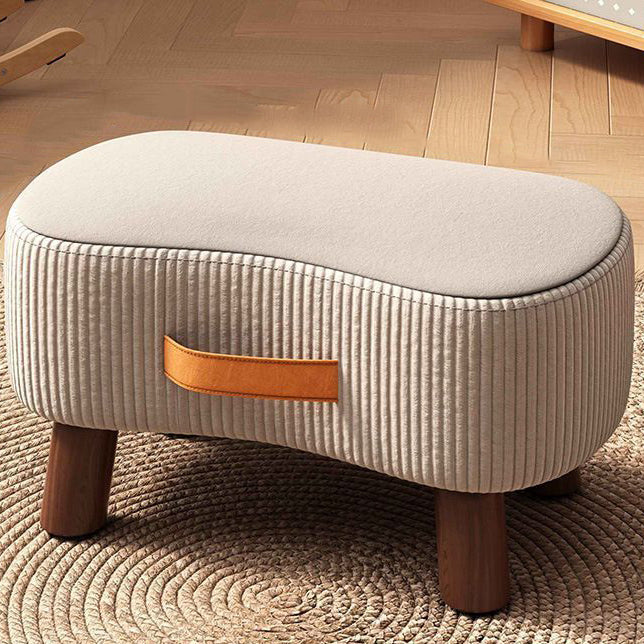 Contemporary Nordic Cuboid Portable Flannelette Solid Wood Footstool Backless Armless For Living Room