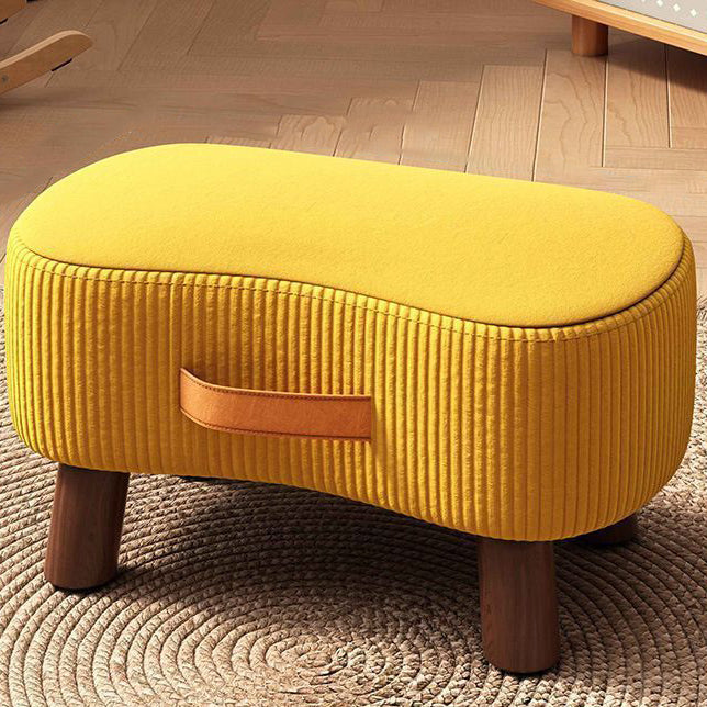 Contemporary Nordic Cuboid Portable Flannelette Solid Wood Footstool Backless Armless For Living Room