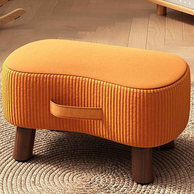 Contemporary Nordic Cuboid Portable Flannelette Solid Wood Footstool Backless Armless For Living Room