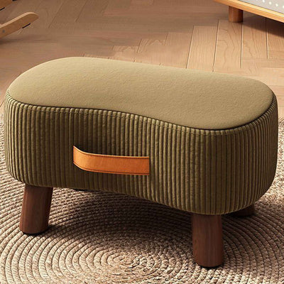 Contemporary Nordic Cuboid Portable Flannelette Solid Wood Footstool Backless Armless For Living Room