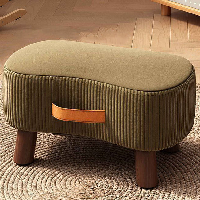 Contemporary Nordic Cuboid Portable Flannelette Solid Wood Footstool Backless Armless For Living Room