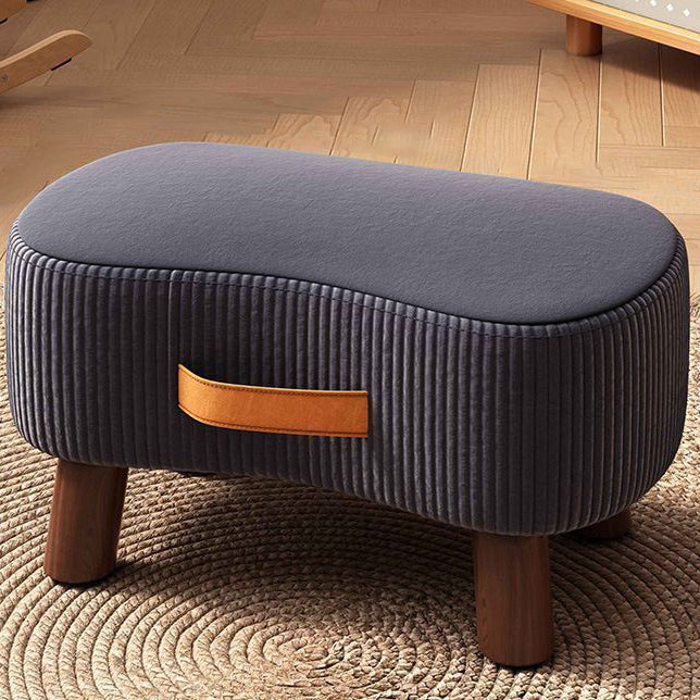Contemporary Nordic Cuboid Portable Flannelette Solid Wood Footstool Backless Armless For Living Room