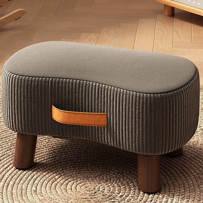Contemporary Nordic Cuboid Portable Flannelette Solid Wood Footstool Backless Armless For Living Room