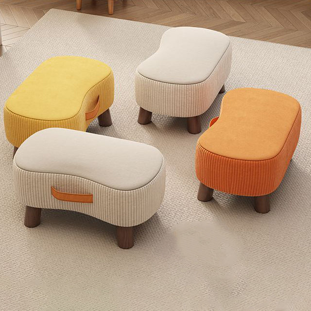 Contemporary Nordic Cuboid Portable Flannelette Solid Wood Footstool Backless Armless For Living Room