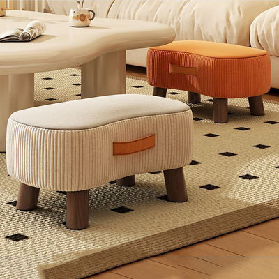 Contemporary Nordic Cuboid Portable Flannelette Solid Wood Footstool Backless Armless For Living Room