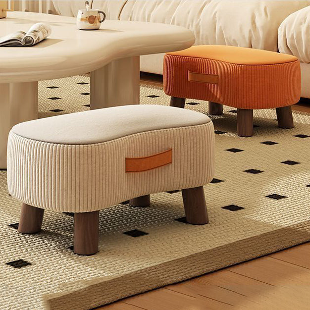 Contemporary Nordic Cuboid Portable Flannelette Solid Wood Footstool Backless Armless For Living Room