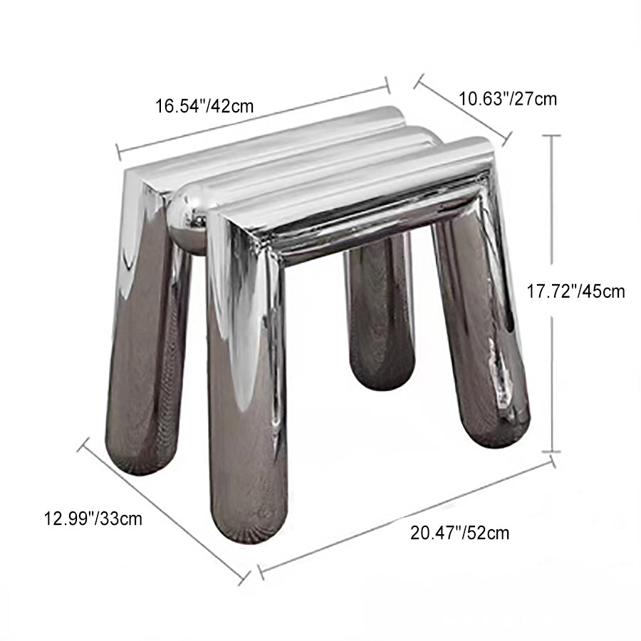 Moderner Art-Deco-Trapez-Hocker aus Edelstahl, ohne Rückenlehne und Armlehnen, für das Wohnzimmer 