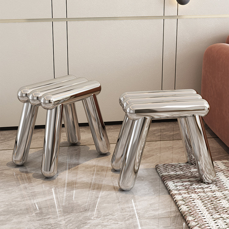 Moderner Art-Deco-Trapez-Hocker aus Edelstahl, ohne Rückenlehne und Armlehnen, für das Wohnzimmer 