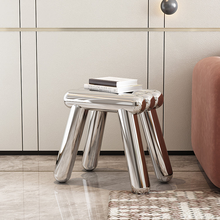 Moderner Art-Deco-Trapez-Hocker aus Edelstahl, ohne Rückenlehne und Armlehnen, für das Wohnzimmer 